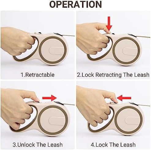 Segarty Retractable Leash Small Dog, 16ft Heavy Duty Walking Dog Leash for Medium Pet up to 44lb, Anti-Slip Handle 360°Tangle-Free Nylon Tape, One-Handed One Button Lock and Release (Khaki) - Image 5