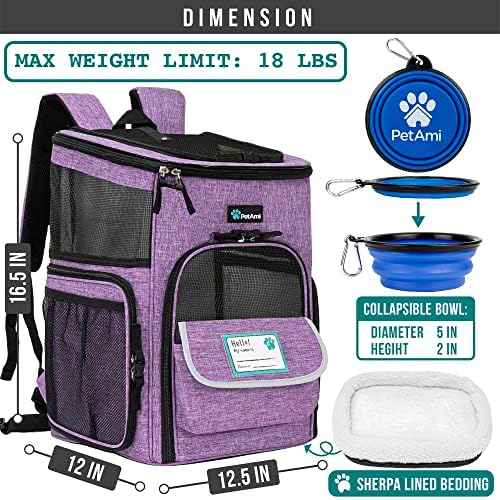 PetAmi Dog Backpack Carrier, Airline Approved 4-Way Entry Cat Bag, Purple - Image 2