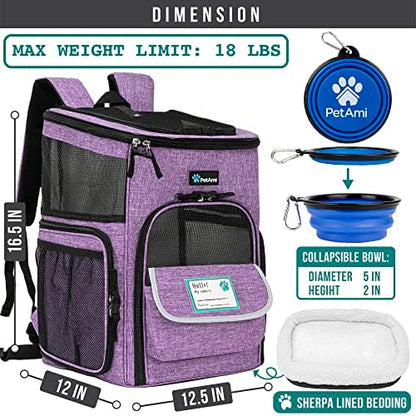 PetAmi Dog Backpack Carrier, Airline Approved 4-Way Entry Cat Bag, Purple - Image 2