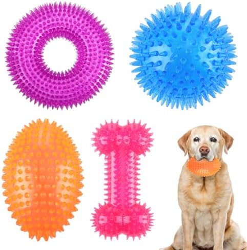 Silipull 4 Pcs Spiky Dog Toy Ball for Large Dogs, Fresh, Various Sizes by Silipull