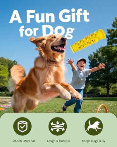 Dog Chew Toys for Medium Large Dogs, Yellow TPR Dental Toy with Rope - Image 7
