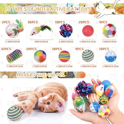 Shappy 150 Pcs Cat Toys Bulk Pack for Indoor Cats, Mice Balls,Classic - Image 2