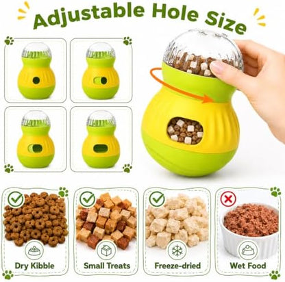 Interactive Cat Wobble Toy Treat Dispenser – Cat Puzzle Feeder & Slow Feeder Ball for Indoor Cats, Small Dog Enrichment Toy for Puppies (Green) - Image 3