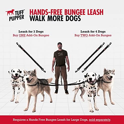 Tuff Pupper Heavy Duty Hands Free Bungee Dog Leash | Two Large Dogs Up to 250 lbs | Comfortable Shock Absorbing Bungee | Reflective Dual Padded Handles | Lumbar Waist Belt 28-50" | 360° Swivel Clips - Image 6
