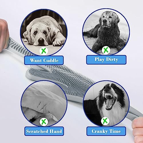Pet Grooming Gloves Pet Hair Remover Cat, Dog Washing Gloves Silicone Heat Resistant Cleaning Gloves with High-Density Teeth Grooming Gloves for Dogs, Cats, Horses, Rabbits (1 Pair - Gray) - Image 5