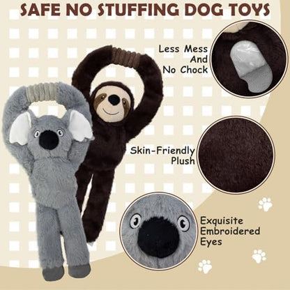 No Stuffing 2-Pack Dog Toys, Squeaky Plush with Crinkle Toy for Medium Pets - Image 2