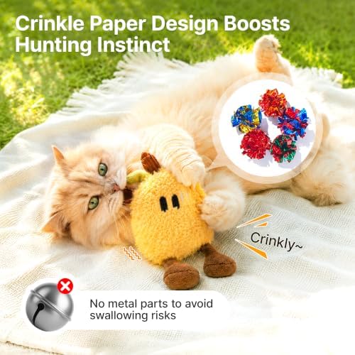 Potaroma Plush Catnip Fruit Cat Toy 2 Pack, Crinkle Interactive Chew Pillow - Image 3