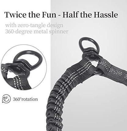 iYoShop Double Dog Leash with 3 Extra Traffic Handles, 15-120 lbs, Black - Image 4