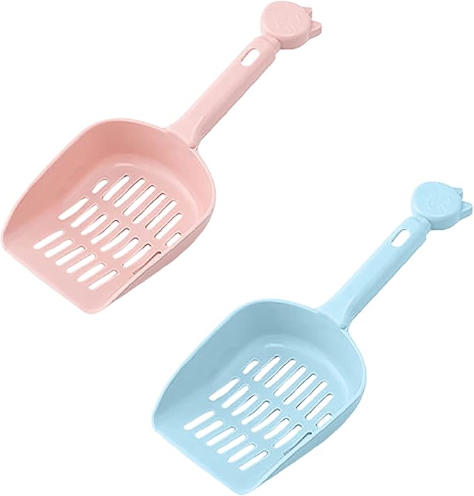 2 Pack Cat Litter Scoop Pet Spreading Scoop Cat Litter Shovel with Easy Handle for Pet Cat Kitty Poop (Random Color)