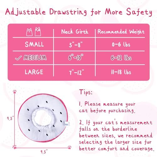 ANWA Adjustable Cat Cone Collar Soft, Cute Cat Donut Collar After Surgery - Image 2