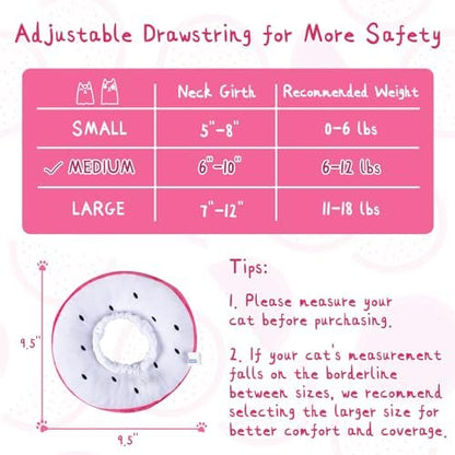 ANWA Adjustable Cat Cone Collar Soft, Cute Cat Donut Collar After Surgery - Image 2