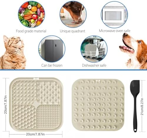 Licking Mat for Dogs & Cats with Suction Cups, 1 Pack Square Dog Slow Feeder Lick Pat for Anxiety Relief and Boredom, Dog Toys to Keep Them Busy, Pets Grooming Training Bathing Mat - Image 2