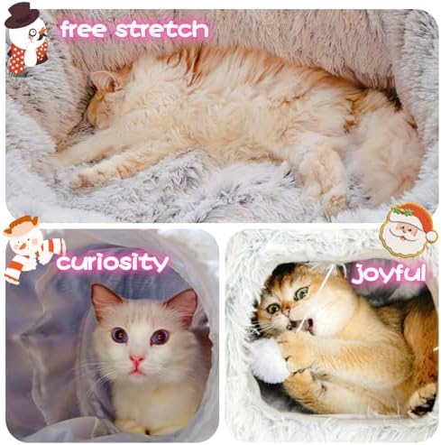 XxingSheep Extra Large Cat Tunnel Bed Plush Cat Cave for Indoor Adult Cats - Image 3