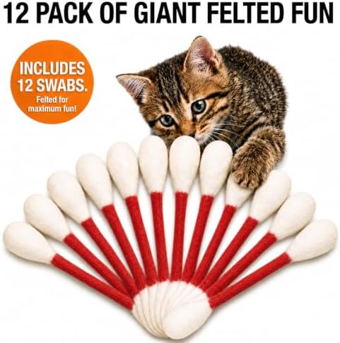 Glaciart One Swabs Cat Toys with Catnip - 12 Pk | Durable for Chew, Cute Cat Toys Interactive Kitty for Boredom, Exercise, & Play | Filled w/Organic Catnip for Anxiety & as Digestive Aid | Gift Idea - Image 6