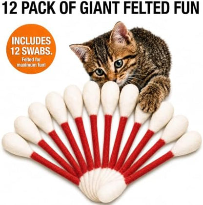 Glaciart One Swabs Cat Toys with Catnip - 12 Pk | Durable for Chew, Cute Cat Toys Interactive Kitty for Boredom, Exercise, & Play | Filled w/Organic Catnip for Anxiety & as Digestive Aid | Gift Idea - Image 6