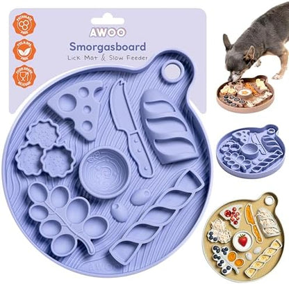 Dog Lick Mat - Silicone Slow Feeder with Suction Cups - for Fast Eaters by AwooPetEssentials