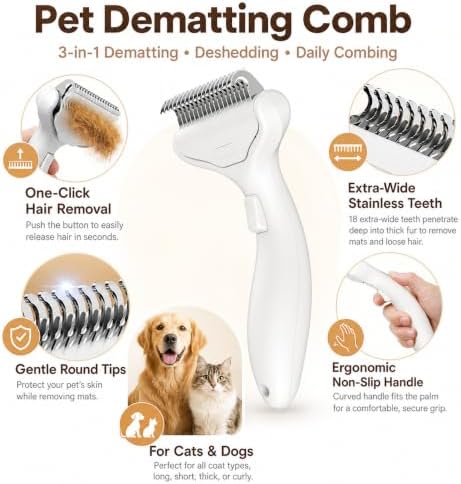 One-Click Self-Cleaning Dematting Comb,Remove Loose Hair,Green - Image 4