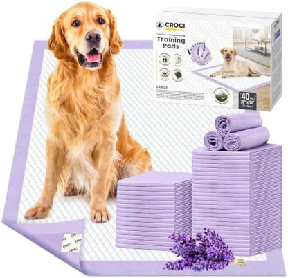 CROCI Puppy Pads with Adhesive Tabs Leak Proof Lavender Scent 28x34in 40Ct by CROCI