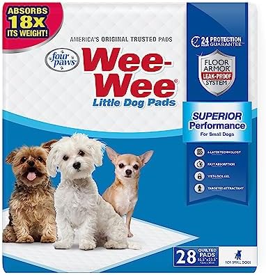Four Paws Wee-Wee Superior Performance Little Dog Pee Pads, 28 Count by FourPaws