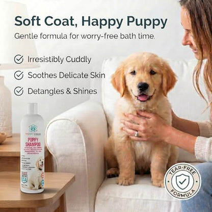 8 fl oz Tearless Puppy Shampoo and Conditioner - Anti Itch Dog Shampoo Sensitive Skin - Coconut Oil Oatmeal Pet Shampoo for Puppies - Image 2