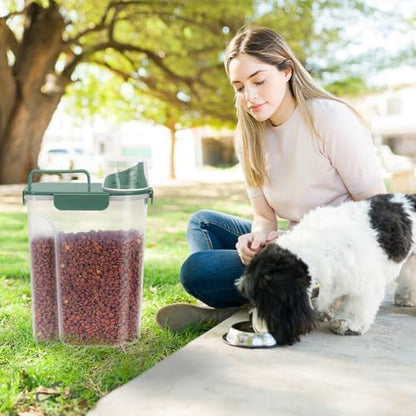 LEAWALK 5-7lbs Cat Dog Storage Container Portable with Upgraded Large Spout and Cup, Plastic Pet Food Dispenser BPA-Free for Small Animal Kibble, Bird Seed, Oatmeal, Rice, Flour-2Pack Royal Green - Image 6