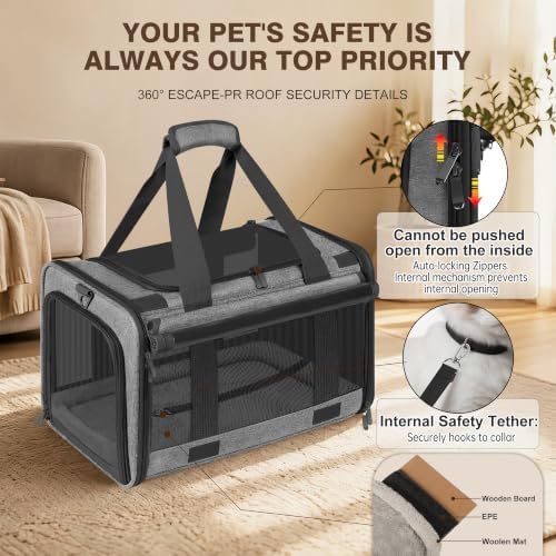 Soft Sided Cat Carrier for Anxious Pets with Privacy Roller Blinds - Image 7