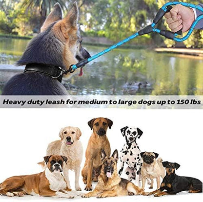 JSXD Heavy Duty Double Handle Dog Leash - 5 FT, Padded & Reflective, Rope for Small to Large Dogs (Blue) - Image 5