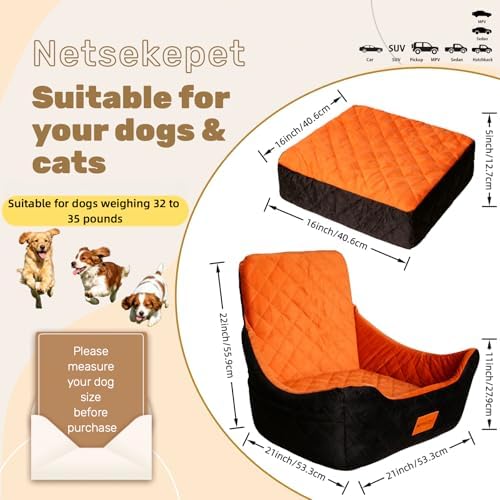 Elevated Dog Booster Car Seat for Medium/Small Dogs, up to 40 lbs, 7 in Memory Foam Cushion, with Waterproof Layer, Fully Detachable and Washable, Anti-Slip Base (Black/Coffee) - Image 6
