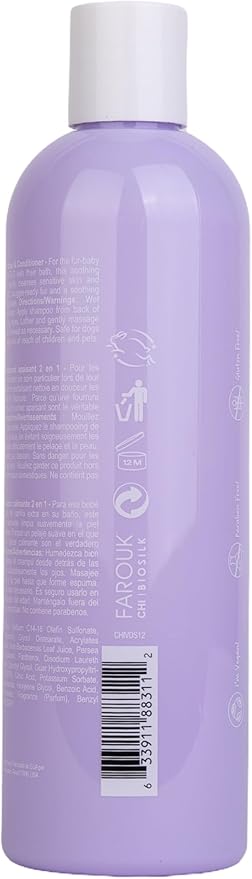 CHI Vibes for Dogs Soothing 2-in-1 Dog Shampoo & Conditioner, Sensitive Skin Cleanser + Dog Deodorizer for Puppies & Adults, Vegan pH Balanced, Gluten & Paraben Free, Made in The USA, 12 Fl Oz