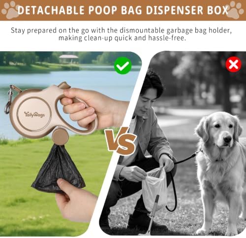 16ft Retractable Dog Leash for Medium Dogs up to 66 lbs,Khaki - Image 5