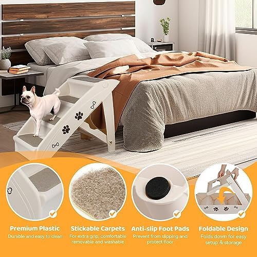 Dog Stairs for High Beds, Foldable Pet Steps Ramp with Non-Slip Bottom for Cats and Small Dogs, for Couch, Car, Portable Waterproof Dog Steps - Image 2