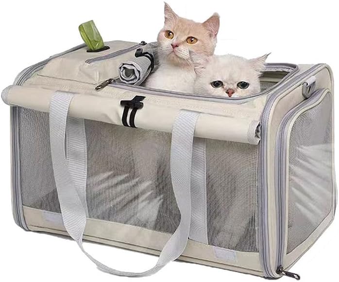 Pet Carrier Bag for Cats & Small Dogs, Airline Approved Travel Cat Carrier with Mesh Windows, Shoulder Strap & Removable Mat, Foldable Design for Home & Outdoor Trips by NZPHDE
