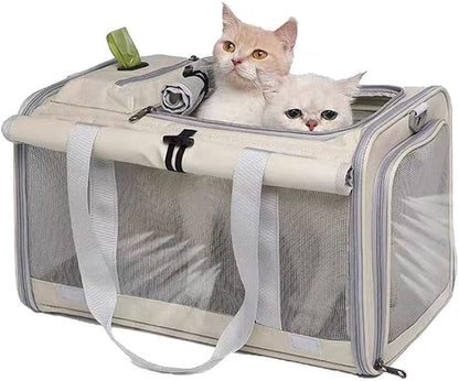 Pet Carrier Bag for Cats & Small Dogs, Airline Approved Travel Cat Carrier with Mesh Windows, Shoulder Strap & Removable Mat, Foldable Design for Home & Outdoor Trips by NZPHDE