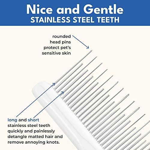 Grooming Comb for Long & Curly Hair in Dogs & Cats - Top Pet Detangler Brush - Removes & Prevents Matted Fur - Perfect for Goldendoodle, Poodle Mixes, and Cat Undercoat - Image 2