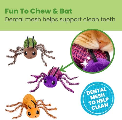 Catstages Ant-Tastic Dental Cat Toys with Catnip, Dental Mesh to Help Clean Teeth, Prey-Driven Bat & Carry Play for Cats & Kittens, 3", 3-Pack - Image 3