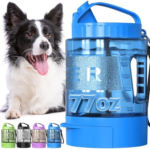 Portable Dog Travel Water Bottle, 77oz Large Dog Water Bowl Dispenser Portable, Leakproof Pet Drinking Bottle Dispenser for Hiking Camping Walking Travelling Beach Car Trips, BPA Free,Blue by lesotcbrand