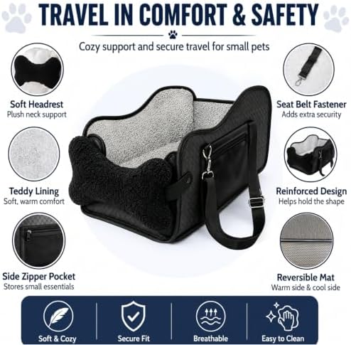 Center Console Dog Car Seat for Small Dogs, Pet Booster Seat - Image 6