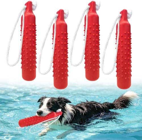 BINGPET 4 Pack Dog Water Toys, 10.8" Dog Pool Toys Floating Bumper Fetch Toy Dummy Interactive Retrieving Training Float Pet Rope Toy for Lake Outdoor Small Medium Large Dogs by BINGPET