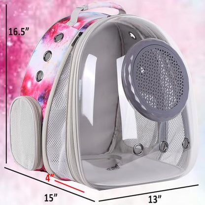 Cat Carrier Backpack Galaxy Front Expandable Large Cat Backpack Bubble - Pet Carrier Backpack for Small Dogs Fit up to 20 lbs Travel Hiking Camping Carrying Bag (Front Expandable-Galaxy Pink) - Image 2