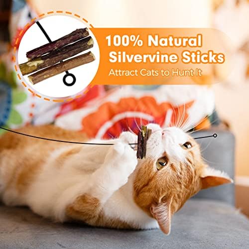 Cat Wand Toys with Silvervine and Bells, 2 Wands and 6 Refills - Image 3