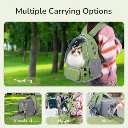 Cat Backpack Carrier for Large Cats, Expandable Cat Bubble Backpack, Dog Carriers for Small Medium Dogs, Airline Approved Pet Carrier for Travel Hiking Outdoor(Green) - Image 7