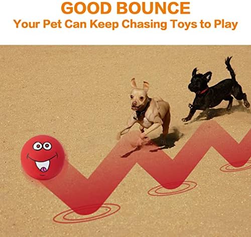 Squeaky Dog Toys Chewing Durable Teething Latex Rubber Soft Interactive Fetch Play Dog Balls with Funny Smile Face for Puppy Small Medium Pet Dog (6PCS) - Image 4