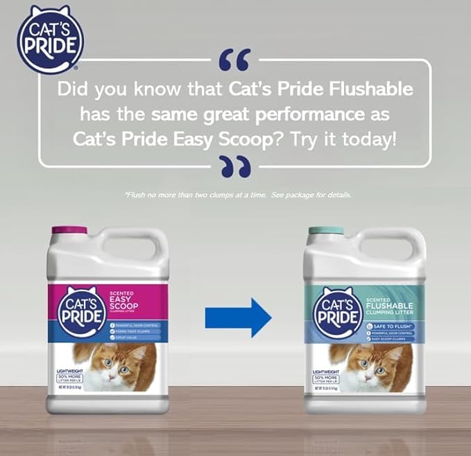 Cat's Pride Lightweight Clumping Litter: Flushable Easy Scoop - Powerful Odor Control - Scented, 10 Pounds