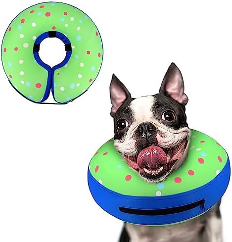 Supet Inflatable Dog Cone Collar Alternative After Surgery, Doggie Neck Donut Collar Recovery ECollar for Post Surgery, Soft Dog Cone for Small Medium Puppies Cats by Supet