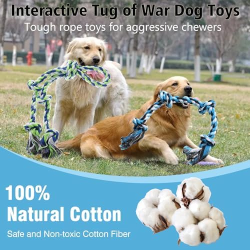 Rope Toy for Dogs, 2 Pack Large Dog Rope Toys for Aggressive Chewers, Heavy Duty Dog Toys for Large Medium Breed, Indestructible Tough Rope Chew Toys Tug of War Dog Toy Teeth Cleaning - Image 5