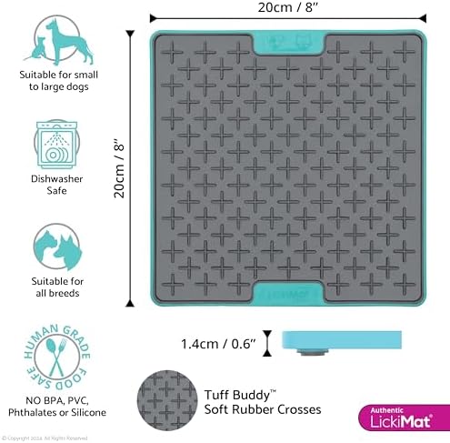LickiMat Tuff Buddy Slow Feeder Lick Mat for Dogs, Turquoise, Boredom Aid - Image 3