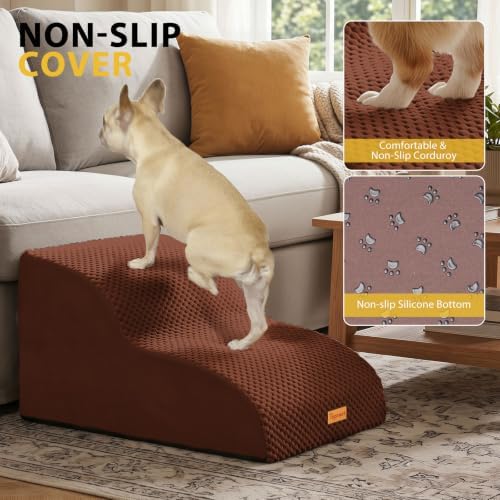 2-Step Dog Stairs for Small Dogs, Non-Slip Foam Pet Steps for Low Couch Bed - Image 5