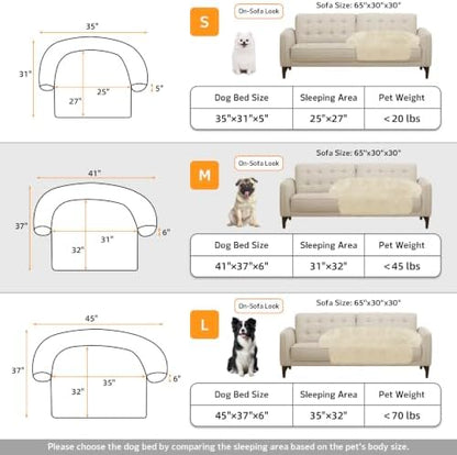 Calming Dog Bed Fluffy Plush Dog Mat for Furniture Protector with Removable Washable Cover for Large Medium Small Dogs and Cats (Medium, Beige) - Image 6