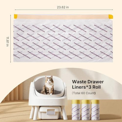 Autoscooper 11 Replacement Litter Box Liners - Drawstring Design, Extra Thick Heavy Duty, 23.62"×11.81", 60 Pack - Image 2