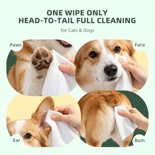IMMHABI 100 Count Dog Wipes for Paws and Butt Hypoallergenic Pets Cleansing & Deodorizing Hygienic Puppy Wipes for Dogs Face and Body Wipes Cleaning Fur Doggie Wipes Doggy Wipes (White Tea) - Image 4